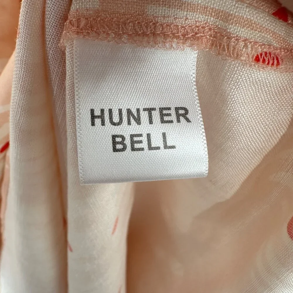 Hunter Bell Abstract Coral Palmer Linen Maxi Dress size XS Puff Sleeve Tiered - Picture 12 of 16